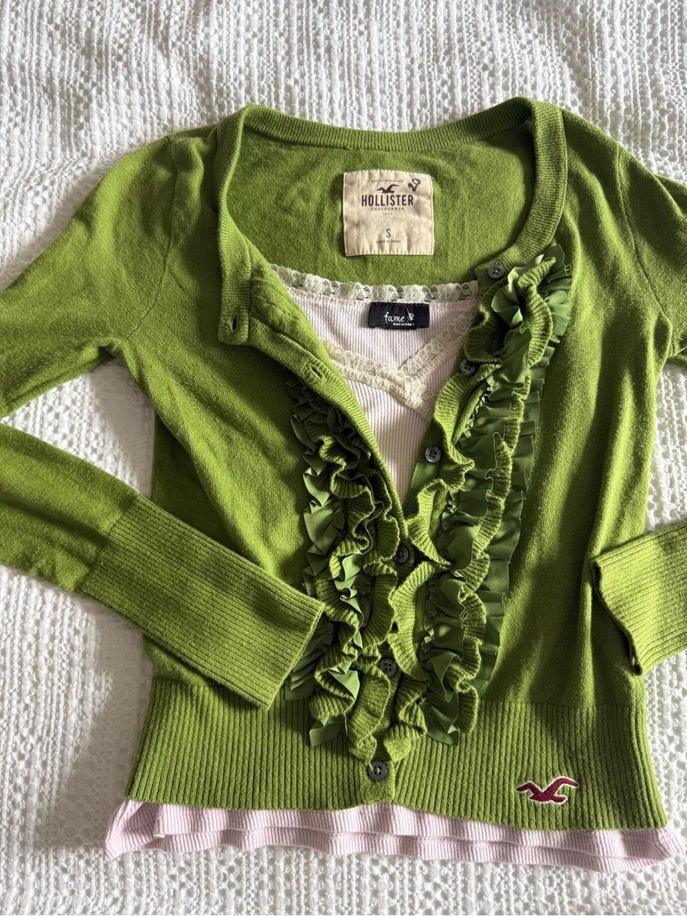 Y2K hollister matcha green cardigan Elena Gilbert Bella Swan vintage - Picture 4 of 9